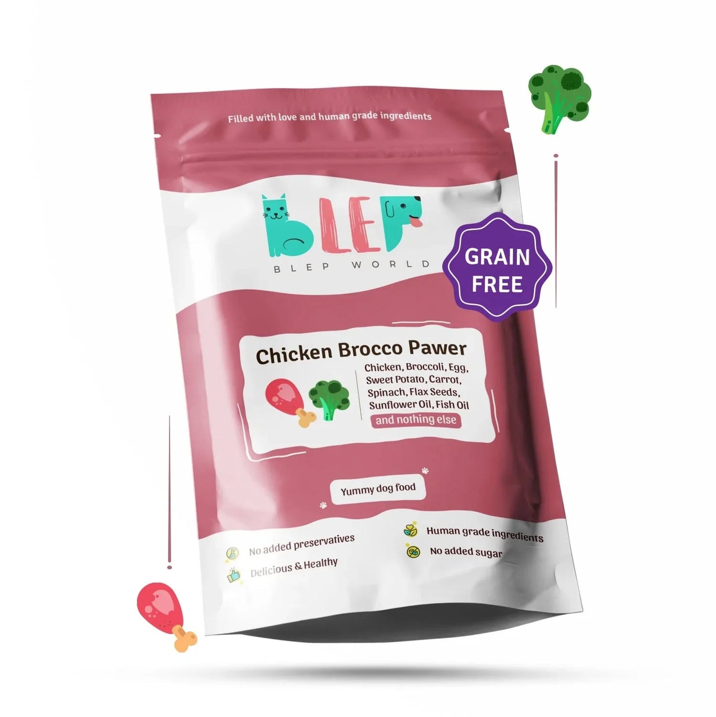 BLEP Chicken Brocco Pawer for Dogs - Wagr Petcare