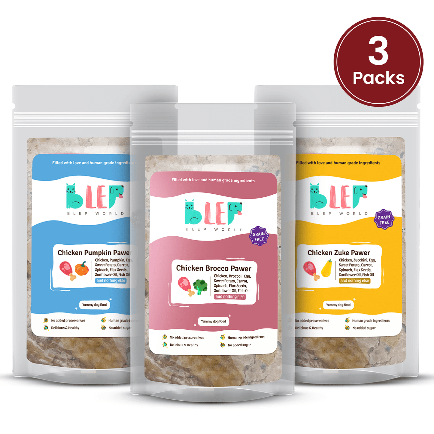 BLEP Dog Food 100g Combo Pack (3 packs of 100g) - Wagr Petcare