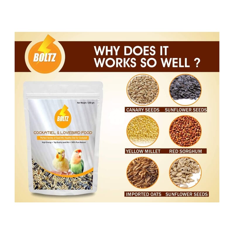 Boltz Cockatiel & Lovebirds Food 1.2kg - Wagr - The Smart Petcare Platform