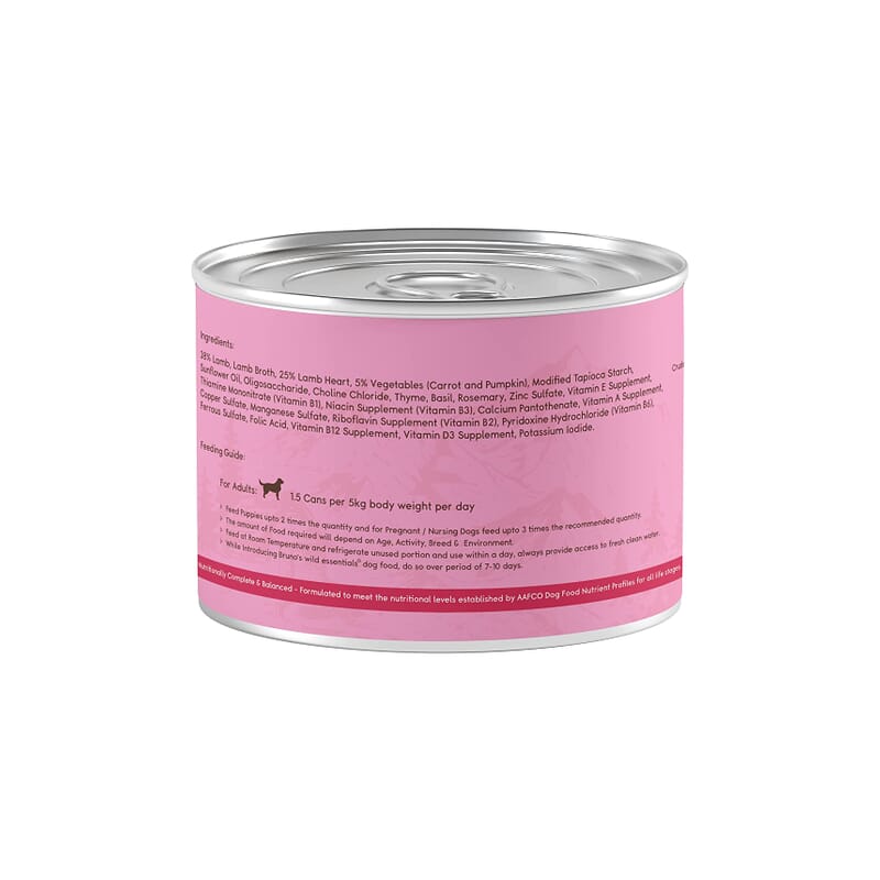 Bruno's Wild Essentials - Lamb and Lamb Heart with Vegetables Dog Wet Food - Wagr Petcare