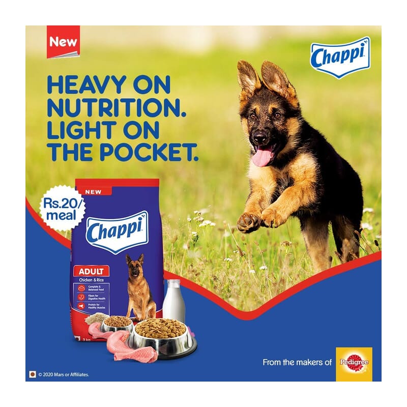 Chappi Adult Dry Dog Food, Chicken & Rice, 3kg Pack - Wagr - The Smart Petcare Platform
