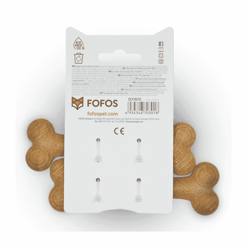 Fofos Bone Twins Woodplay Chew Toy - Wagr Petcare