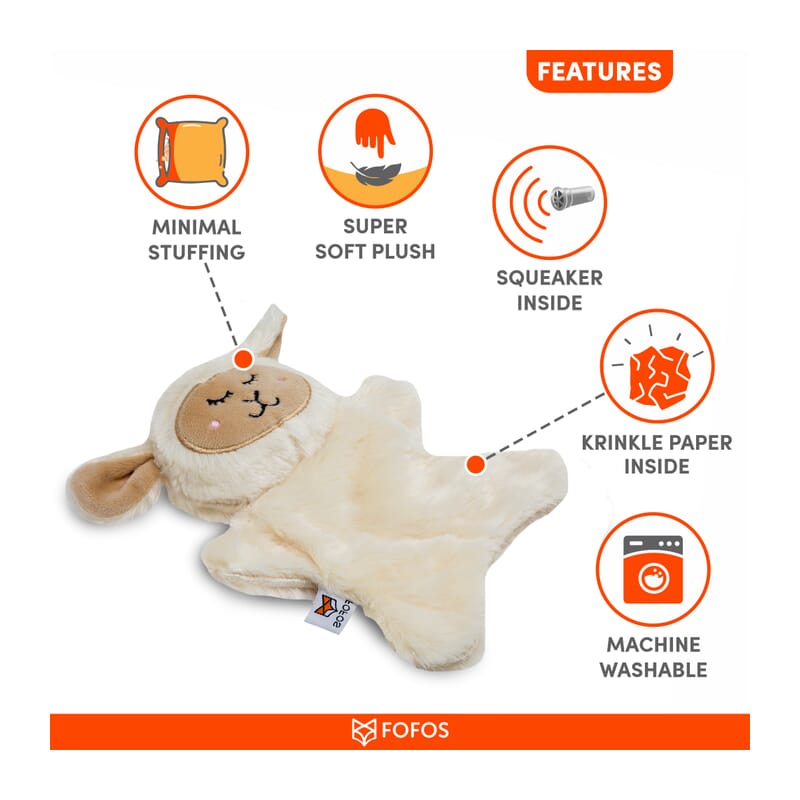 Fofos Glove Plush Sheep Dog Toy - Wagr Petcare
