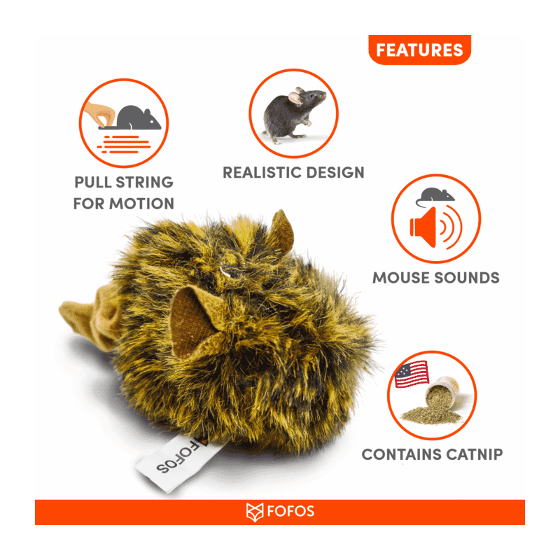 Fofos Pull String & Sound Chip Electronic Mouse Cat Toy - Wagr Petcare