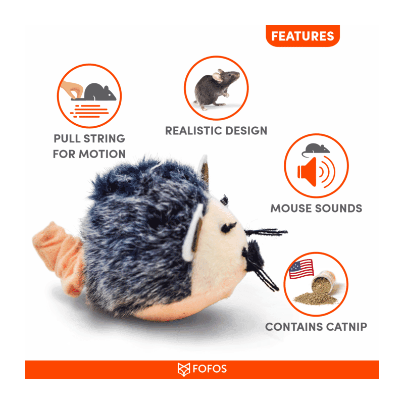 Fofos Pull String & Sound Chip Electronic Mouse Cat Toy - Wagr Petcare