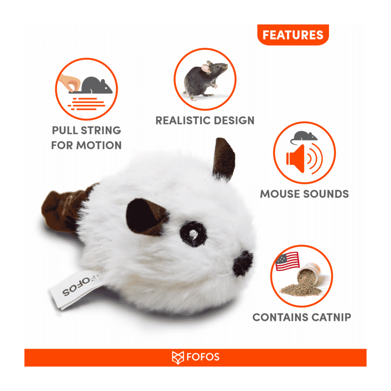 Fofos Pull String & Sound Chip Electronic Mouse Cat Toy - Wagr Petcare