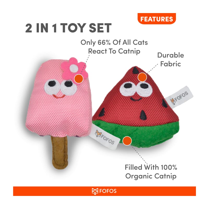 Fofos Summer Cat Toy - Watermelon with Popsicle - Wagr Petcare
