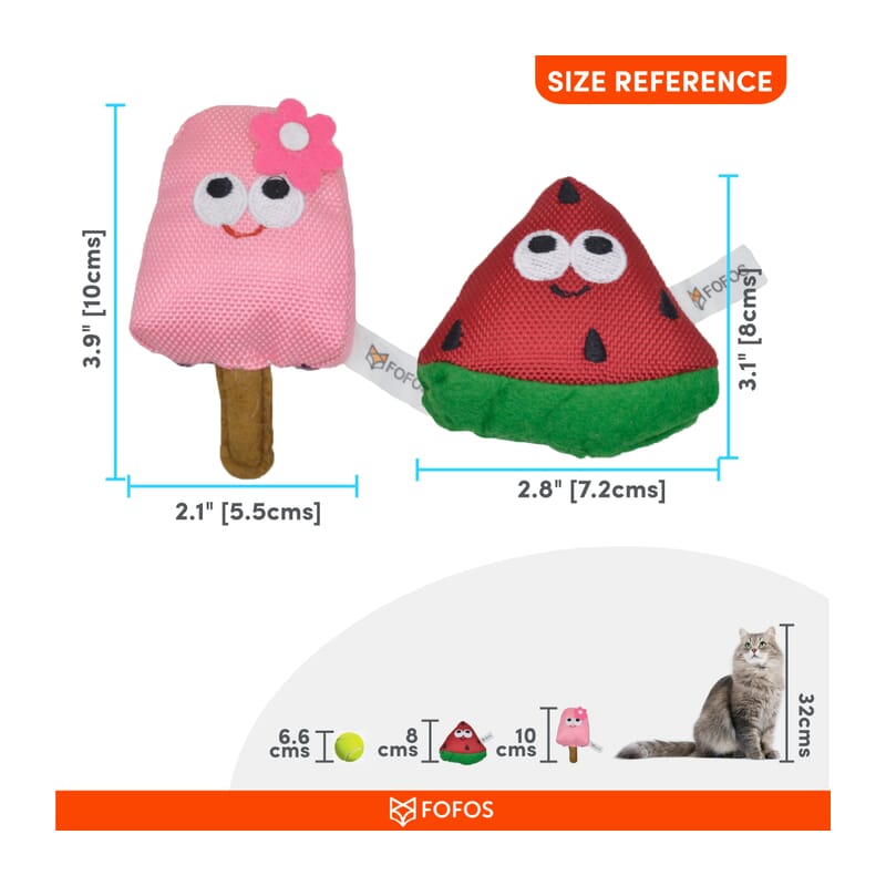 Fofos Summer Cat Toy - Watermelon with Popsicle - Wagr Petcare