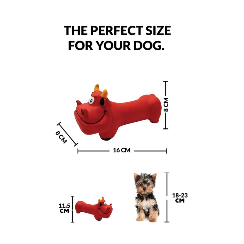 Goofy Tails Bull Latex Squeaky Dog Toy (Red) - Wagr - The Smart Petcare Platform