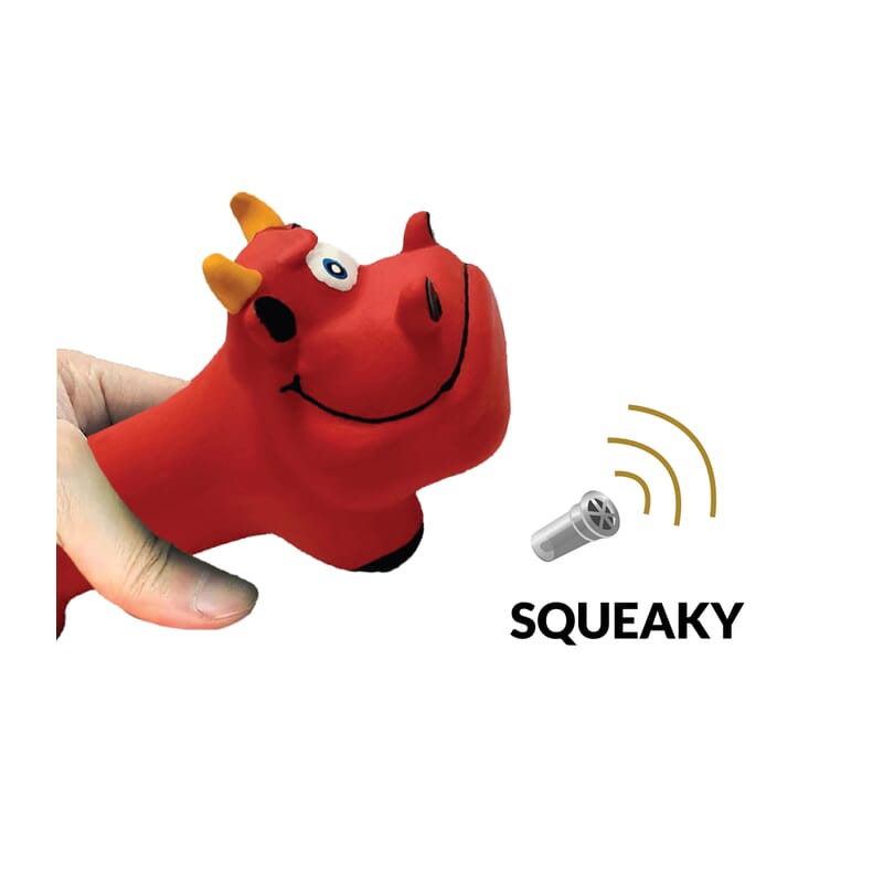 Goofy Tails Bull Latex Squeaky Dog Toy (Red) - Wagr - The Smart Petcare Platform