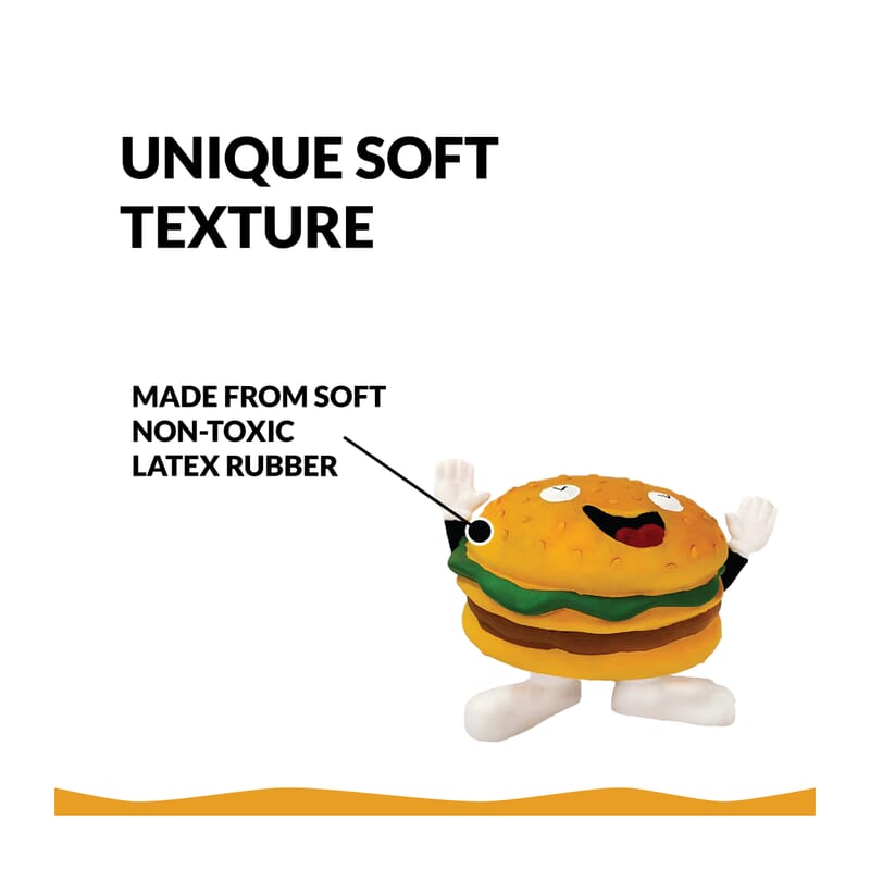 Goofy Tails Burger Latex Squeaky Dog Toy (Yellow) - Wagr - The Smart Petcare Platform