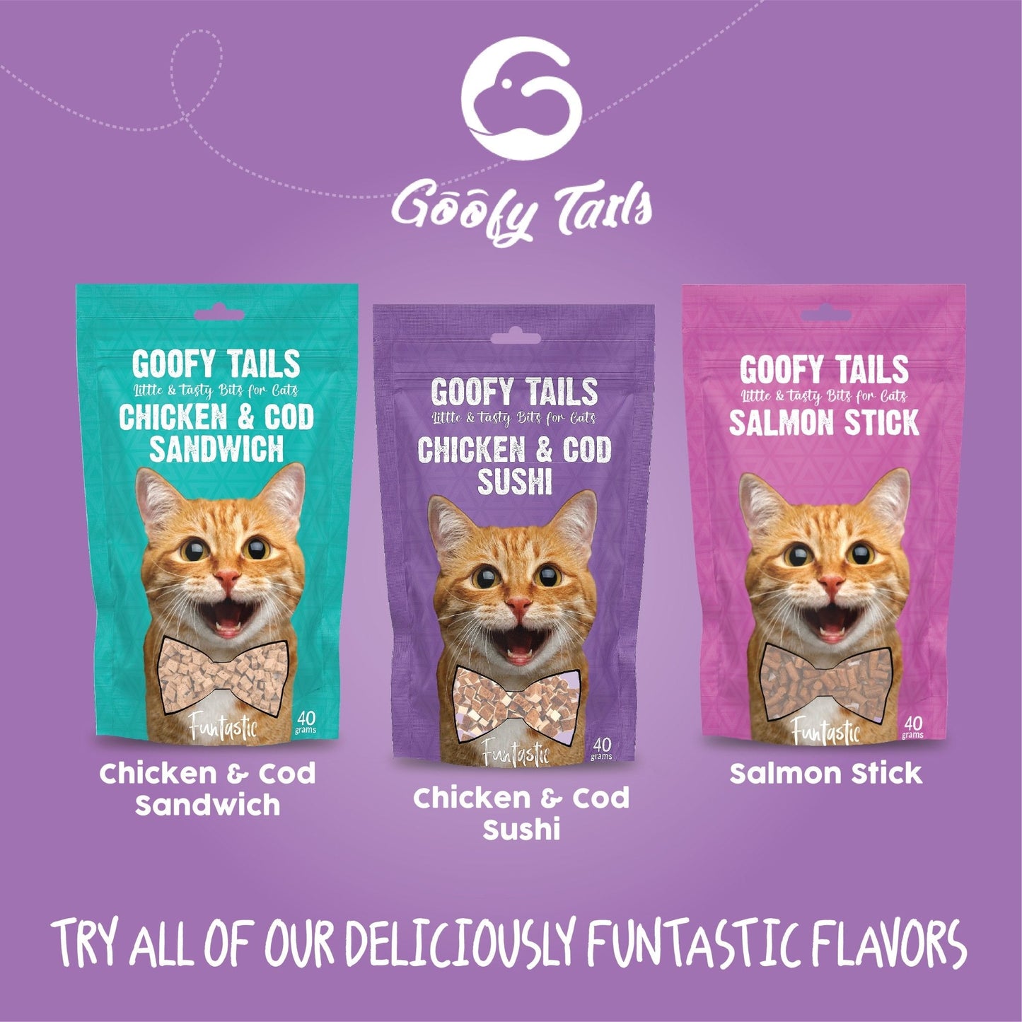 Goofy Tails Chicken & Cod Sushi Treats for Cats and Kittens 40g - Wagr Petcare