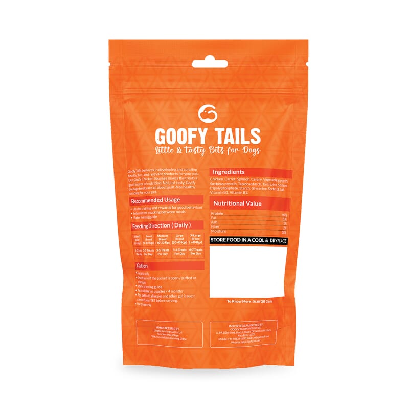Goofy Tails Chicken Sausage Treats for Dogs and Puppies 70g - Wagr - The Smart Petcare Platform