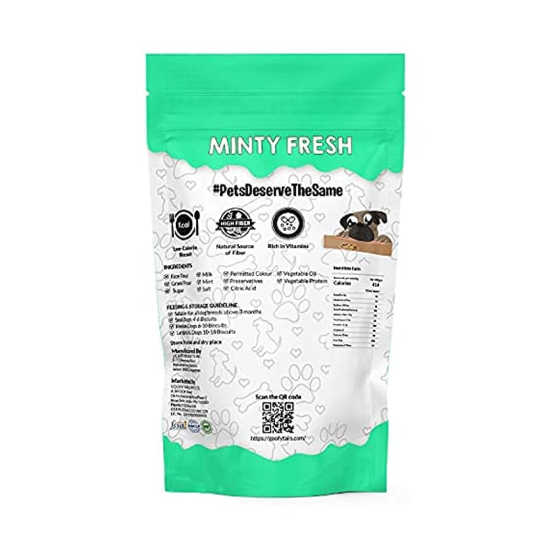 Goofy Tails Minty Fresh Milk and Mint Gluten Free Veg Biscuits - Wagr - The Smart Petcare Platform