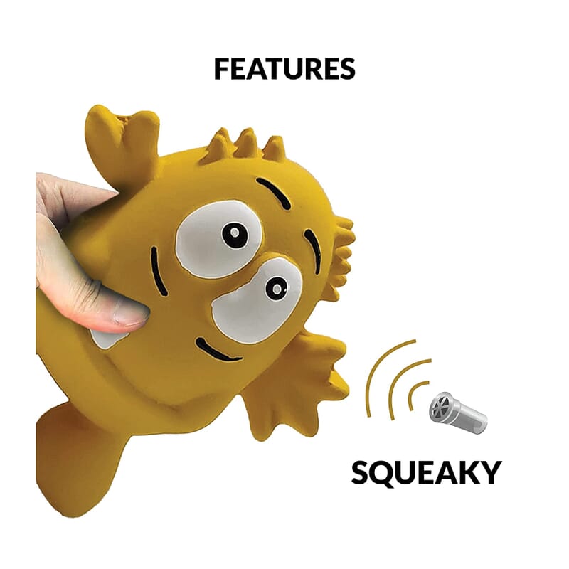 Goofy Tails Monster Latex Squeaky Dog Toy (Yellow) - Wagr - The Smart Petcare Platform