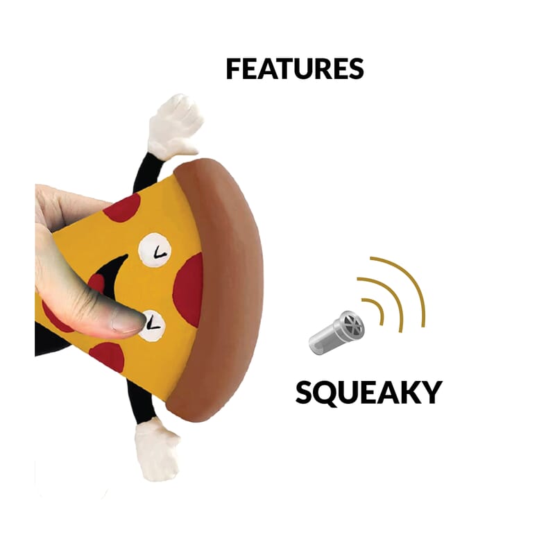 Goofy Tails Pizza Latex Squeaky Dog Toy (Yellow) - Wagr - The Smart Petcare Platform