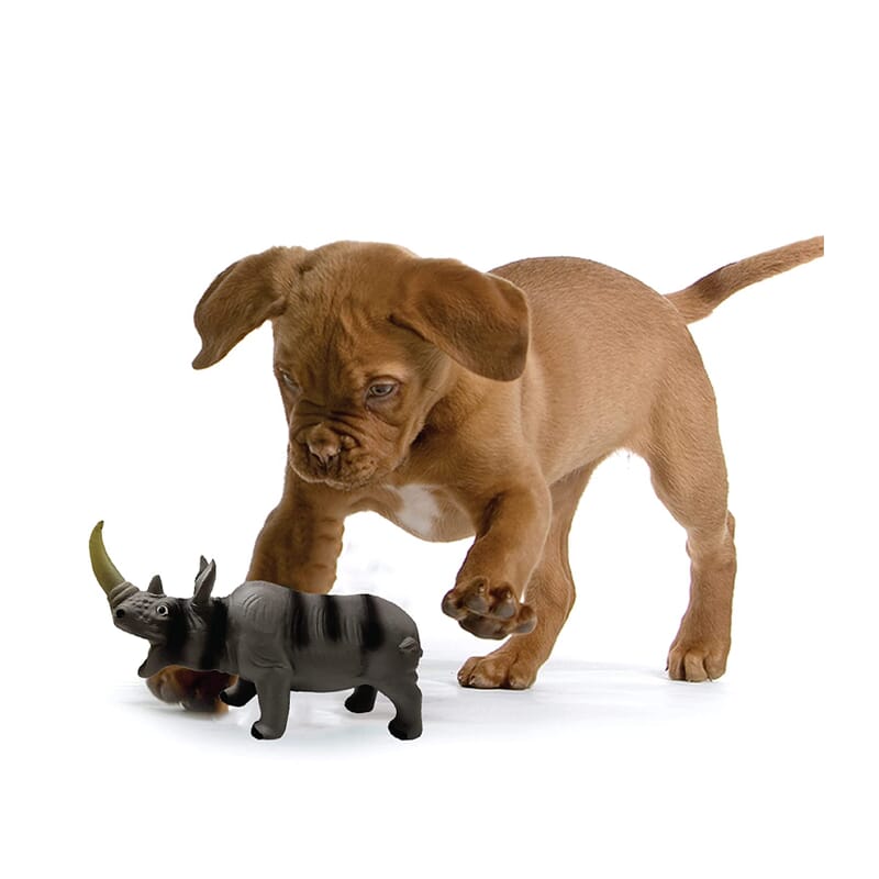 Goofy Tails Rhino Latex Squeaky Dog Toy (Grey) - Wagr - The Smart Petcare Platform