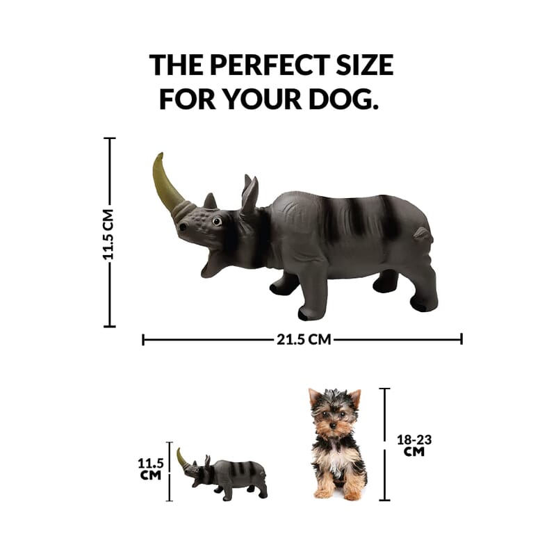Goofy Tails Rhino Latex Squeaky Dog Toy (Grey) - Wagr - The Smart Petcare Platform