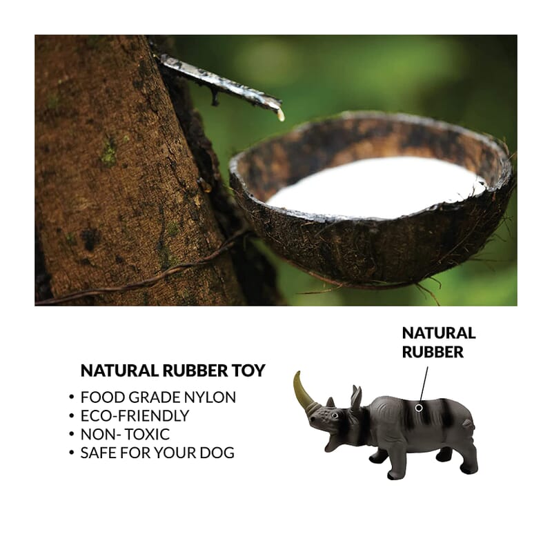 Goofy Tails Rhino Latex Squeaky Dog Toy (Grey) - Wagr - The Smart Petcare Platform