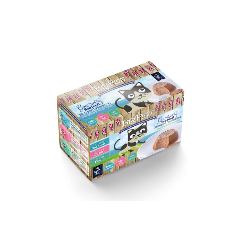 Little Big Paw Gourmet Seafood Mix Pack of 6 units of 85 Grams each (Atlantic Salmon - 2 Packs, Atlantic Tuna - 2 Packs , Ocean Fish - 2 Packs) - Wagr - The Smart Petcare Platform