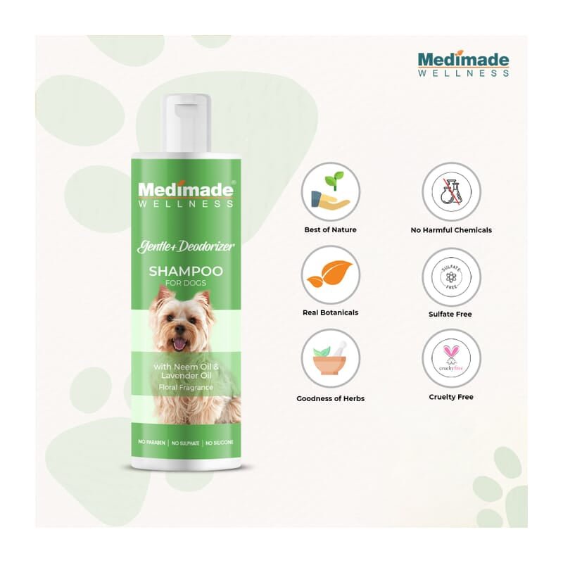 Medimade Gentle Deodorizer Shampoo for Dogs with Neem & Lavender Oil, 200ml - Wagr - The Smart Petcare Platform