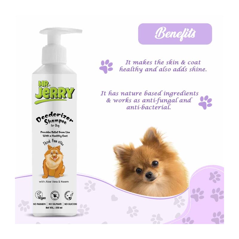 Mr . Jerry Gentle Deodorizer Shampoo for Dogs with Aloe Vera & Vitamin E, 250ml - Wagr Petcare