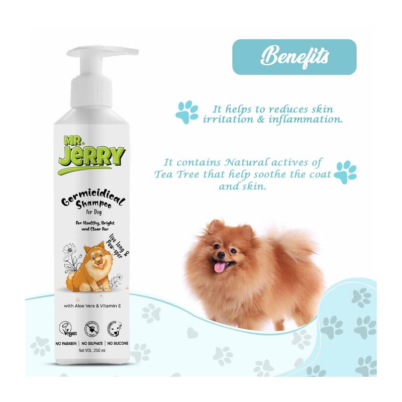 Mr . Jerry Germicidal Shampoo for Dogs with Aloe Vera & Vitamin E, 250ml - Wagr Petcare
