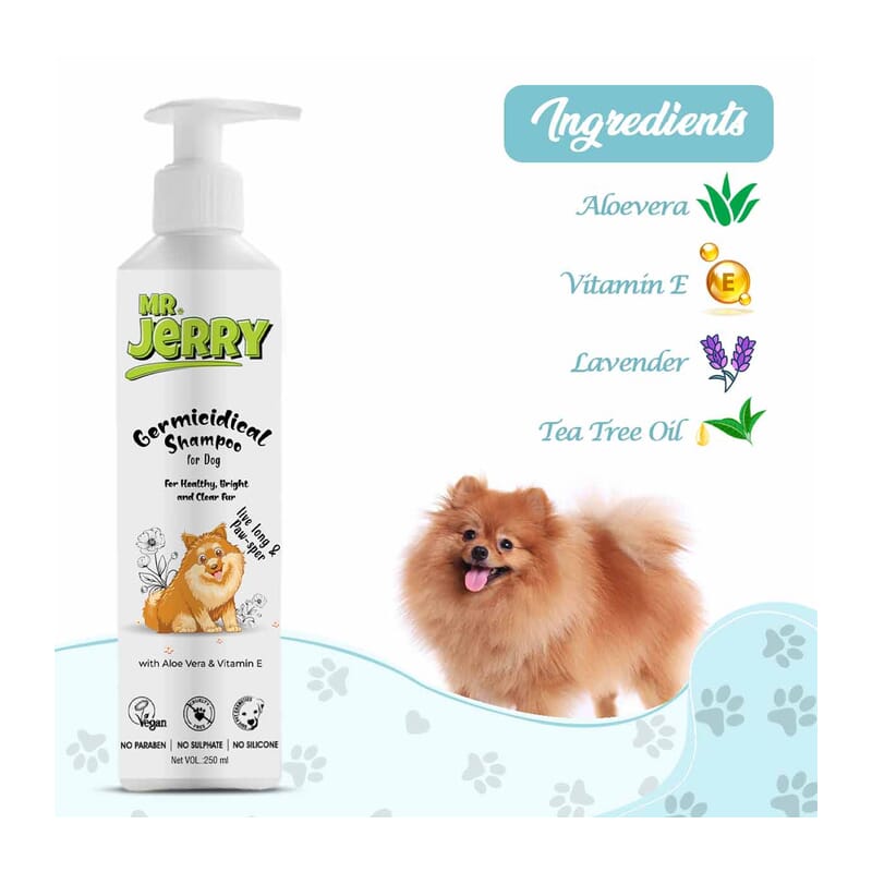 Mr . Jerry Germicidal Shampoo for Dogs with Aloe Vera & Vitamin E, 250ml - Wagr Petcare