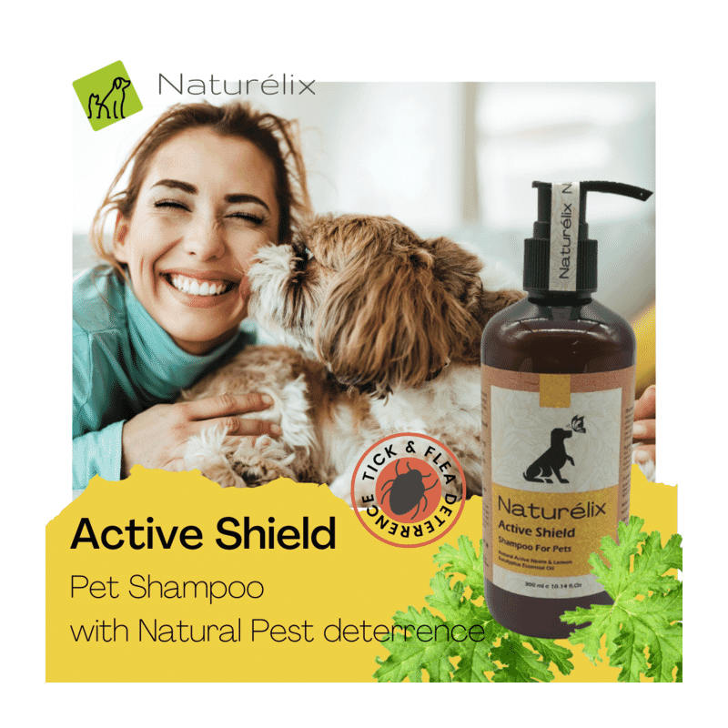 Naturelix Active Sheild Dog Shampoo- Tick & Flea Repellent Moisturising Shampoo, 300ml - Wagr - The Smart Petcare Platform