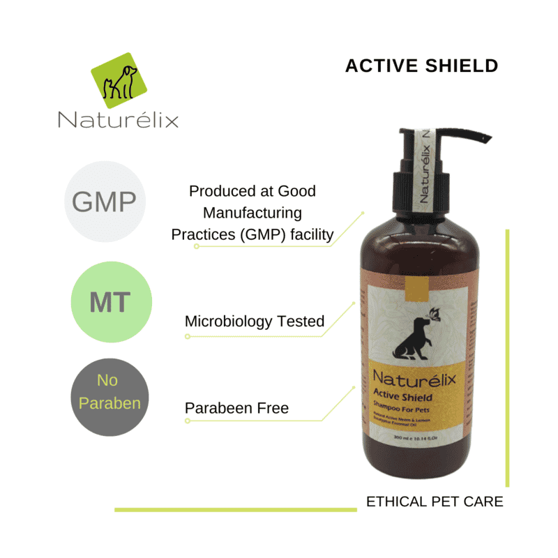 Naturelix Active Sheild Dog Shampoo- Tick & Flea Repellent Moisturising Shampoo, 300ml - Wagr - The Smart Petcare Platform