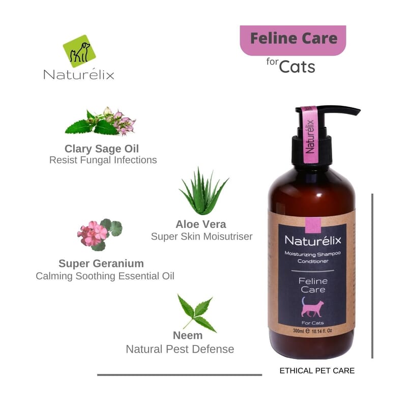 Naturelix Feline Care Shampoo for Cats and Kittens, 300ml - Wagr - The Smart Petcare Platform