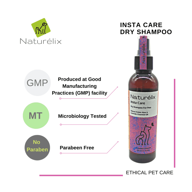 Naturelix Insta Care Dry Shampoo for Dogs - Waterless Dog Shampoo Cleanser, 200ml - Wagr - The Smart Petcare Platform