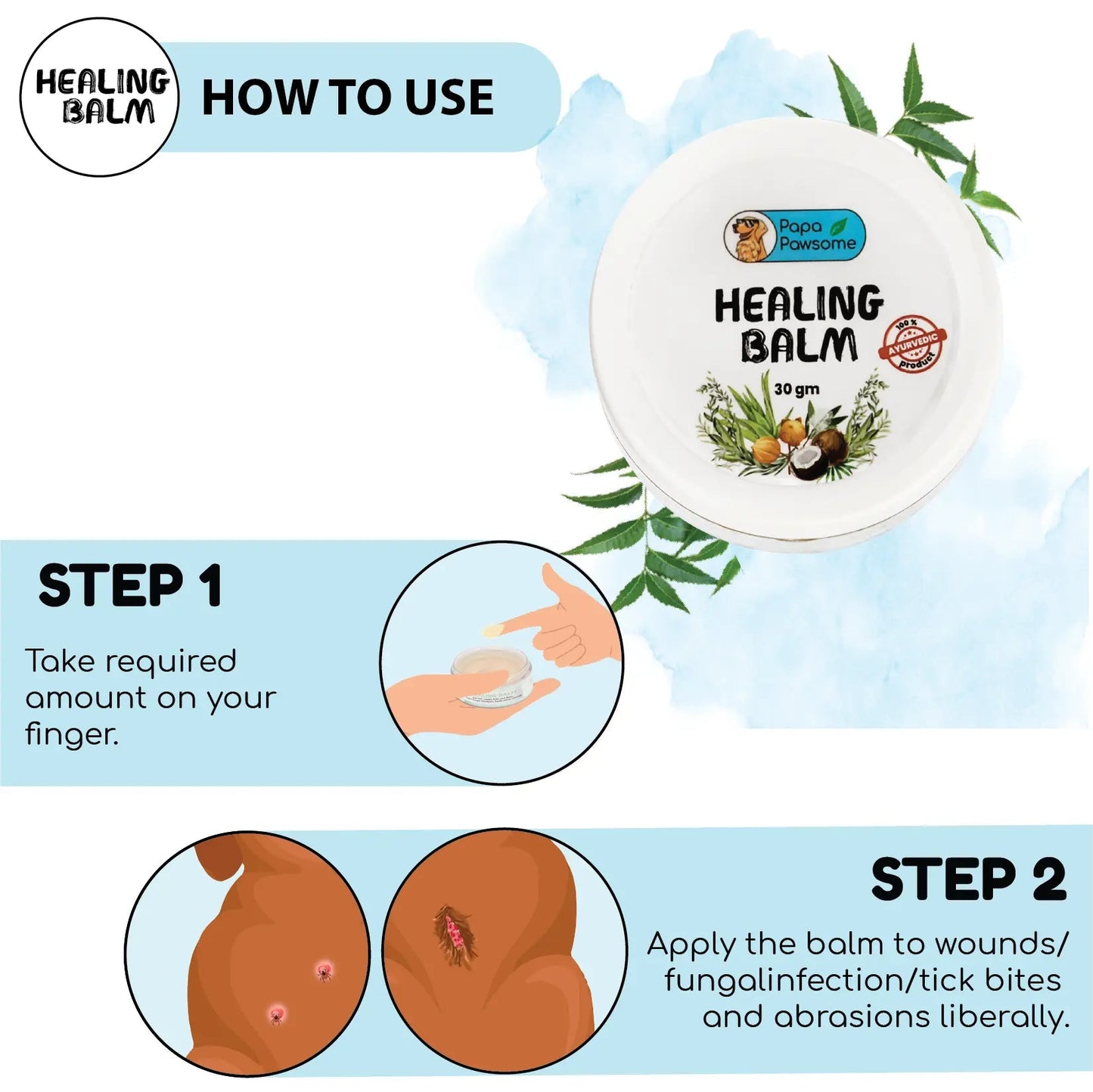 Papa Pawsome 100% Natural Healing Balm for Dogs, 30 gm - Wagr - The Smart Petcare Platform