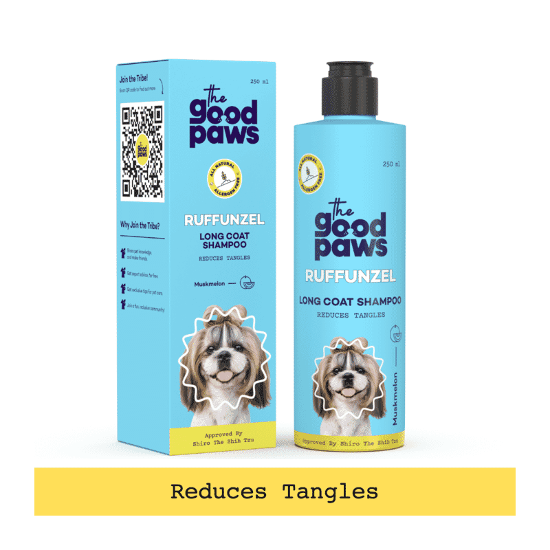 The Good Paws Ruffunzel Long Coat Detangle & Shine Dog Shampoo with Green Tea & Aloe - Muskmelon 250ml - Wagr Petcare