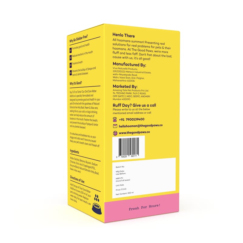 The Good Paws Ta Ta Tartar Fresh Breath Oral Care Water Additive for Dogs & Cats - Defends Against Plaque, 300ml - Wagr Petcare