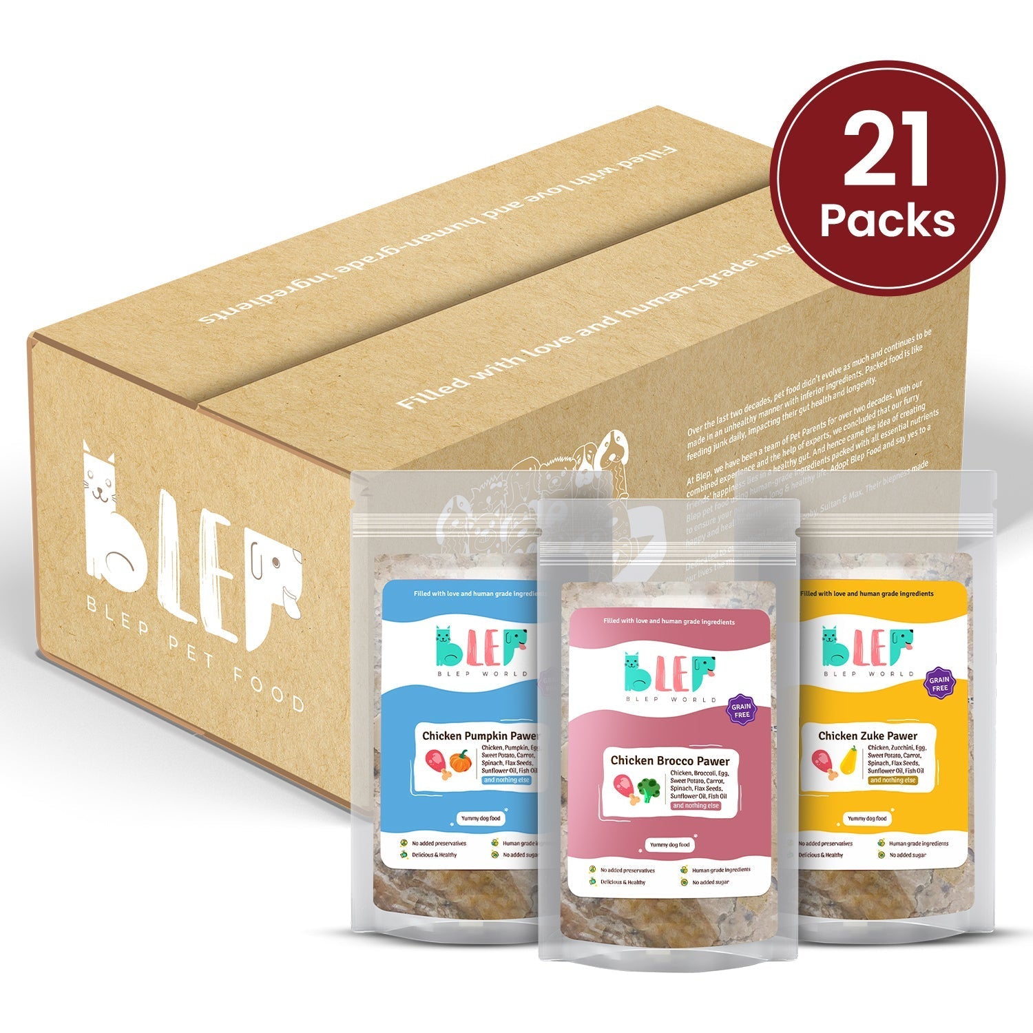 BLEP Assorted Packs of Chicken Pumpkin, Zuke & Brocco (Monthly Dog Food) - Wagr Petcare