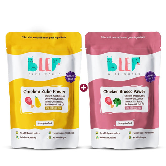 BLEP Chicken Brocco & Zuke Dog Food Combo Pack (2 packs of 300g) - Wagr Petcare