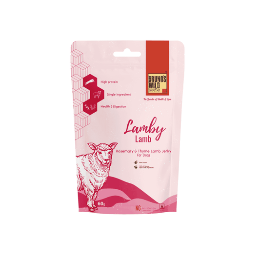 Bruno's Wild Essentials - Lamby Lamb Rosemary and Thyme Lamb Jerky, 60gm - Wagr Petcare