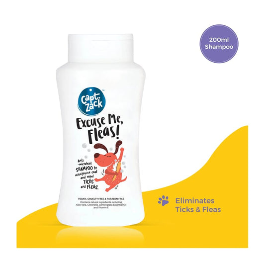 Captain Zack Excuse Me, Fleas! Anti-Microbial Shampoo - 200ml (Pack of 2) - Wagr - The Smart Petcare Platform