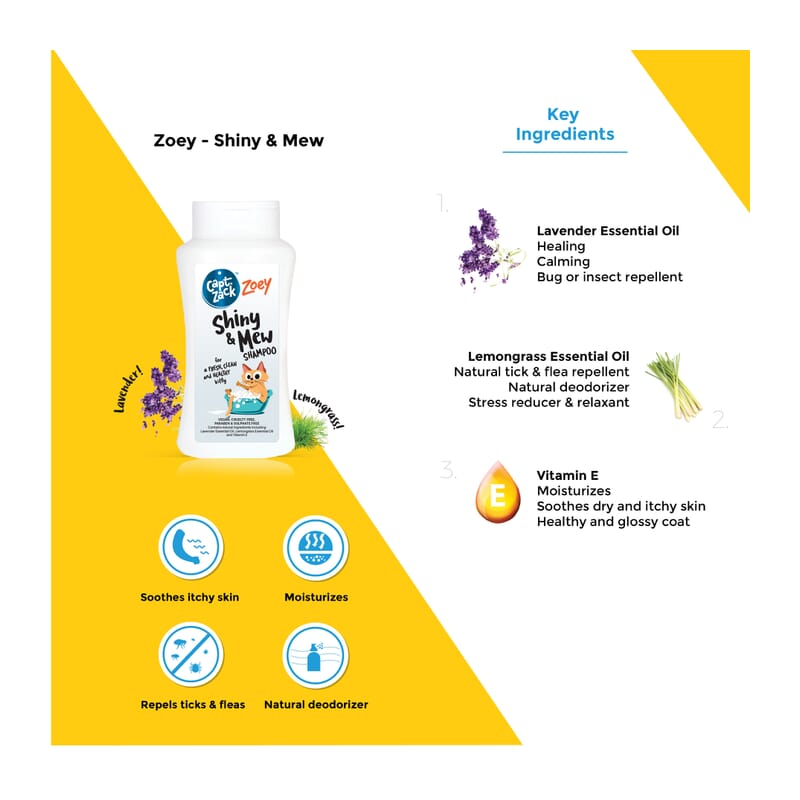 Captain Zack Zoey Shiny & Mew Cat Shampoo 200 ml - Wagr - The Smart Petcare Platform