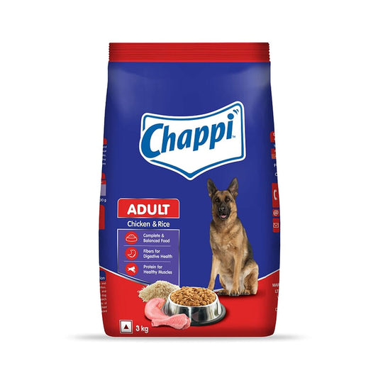 Chappi Adult Dry Dog Food, Chicken & Rice, 3kg Pack - Wagr - The Smart Petcare Platform