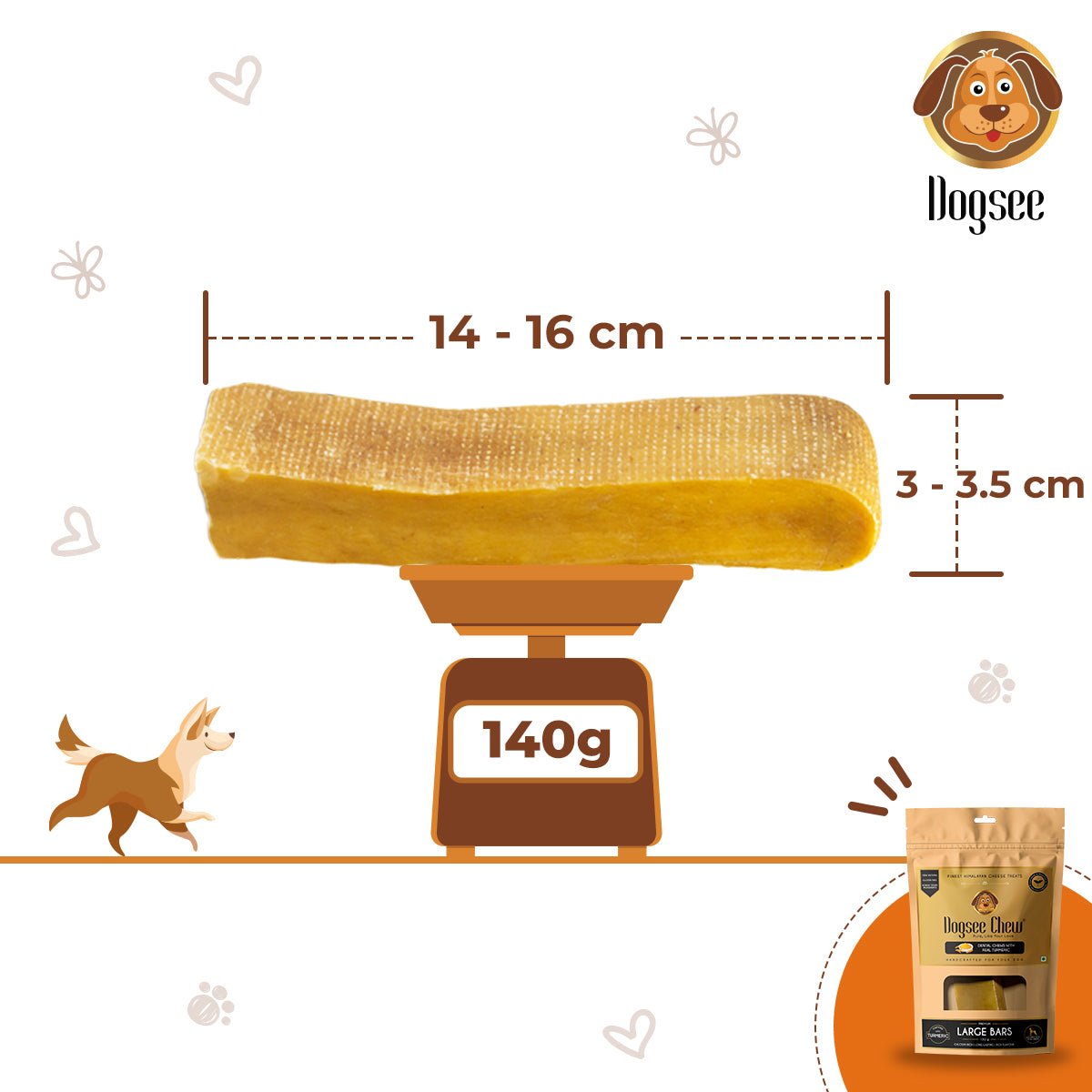 Dogsee Chew Turmeric Large Bars- 130g - Wagr - The Smart Petcare Platform