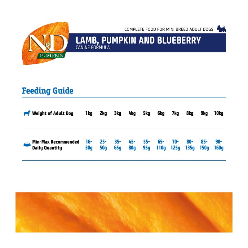 FARMINA N&D Pumpkin - Lamb & Blueberry - Grain Free - Dog Dry Food - Adult - Mini Breed - Wagr - The Smart Petcare Platform