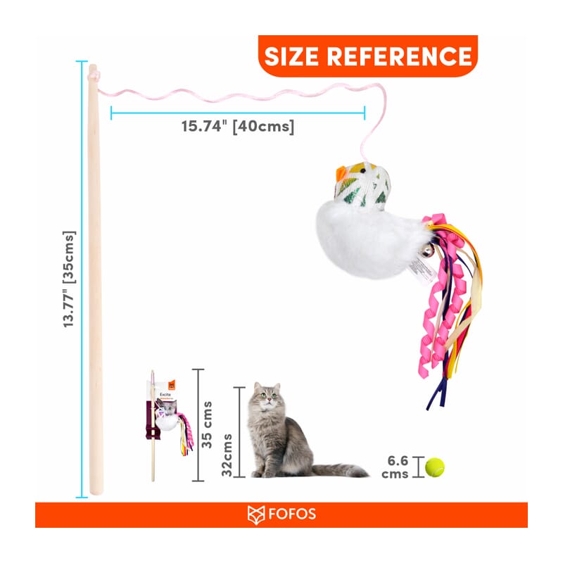 Fofos Blocky Meow Bird Wand Cat Toy - Wagr Petcare