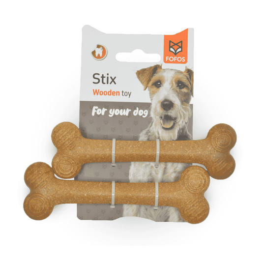Fofos Bone Twins Woodplay Chew Toy - Wagr Petcare