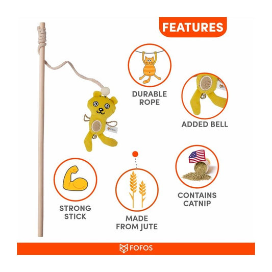 Fofos Cat Wand Toy Tiger Interactive Cat Toy - Wagr Petcare