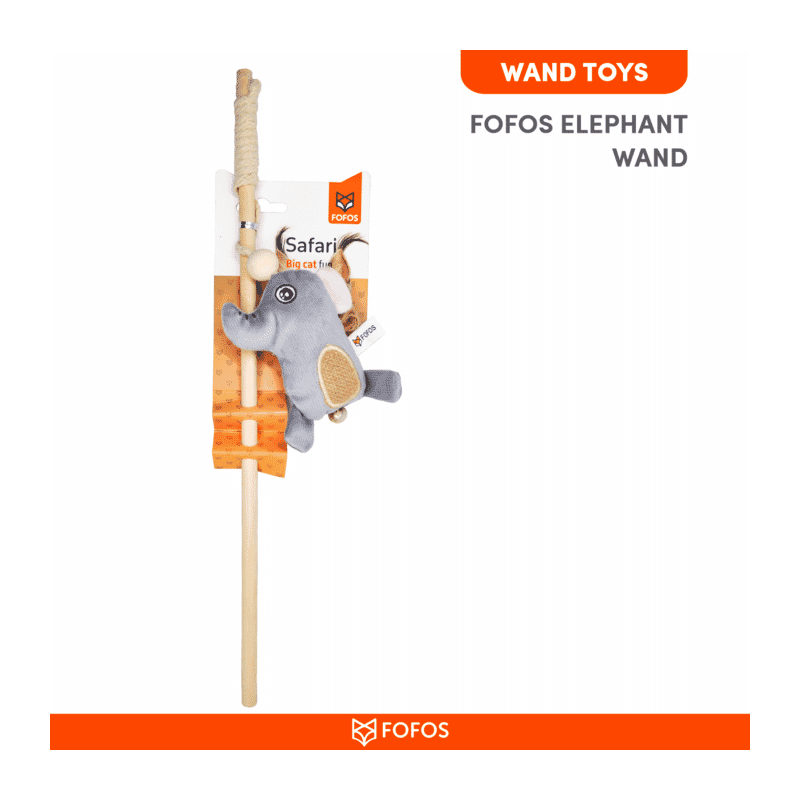 Fofos Elephant Cat Wand Toy - Wagr Petcare