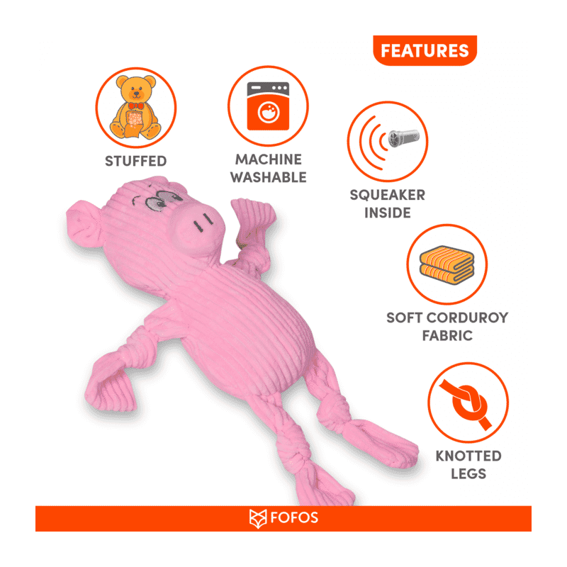 Fofos Fluffy Pig Pink Dog Toy - Wagr Petcare