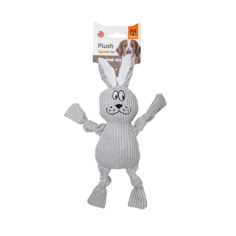 Fofos Fluffy Rabbit Grey Plush Dog Toy - Wagr Petcare