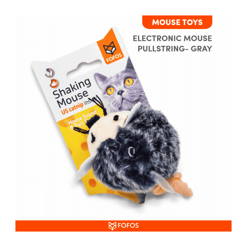 Fofos Pull String & Sound Chip Electronic Mouse Cat Toy - Wagr Petcare